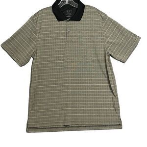 Izod Golf Polo Men's Size Large Shirt Elite Green Square Stripped Outdoor Sports